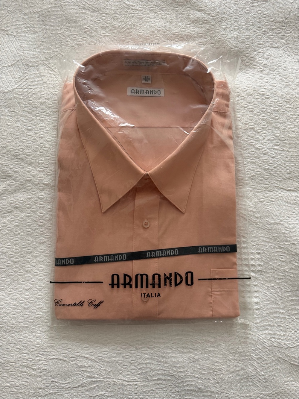 Armando ~ Men's Size 20 34/35~ Solid Peach Button-Up LS Shirt NEW.